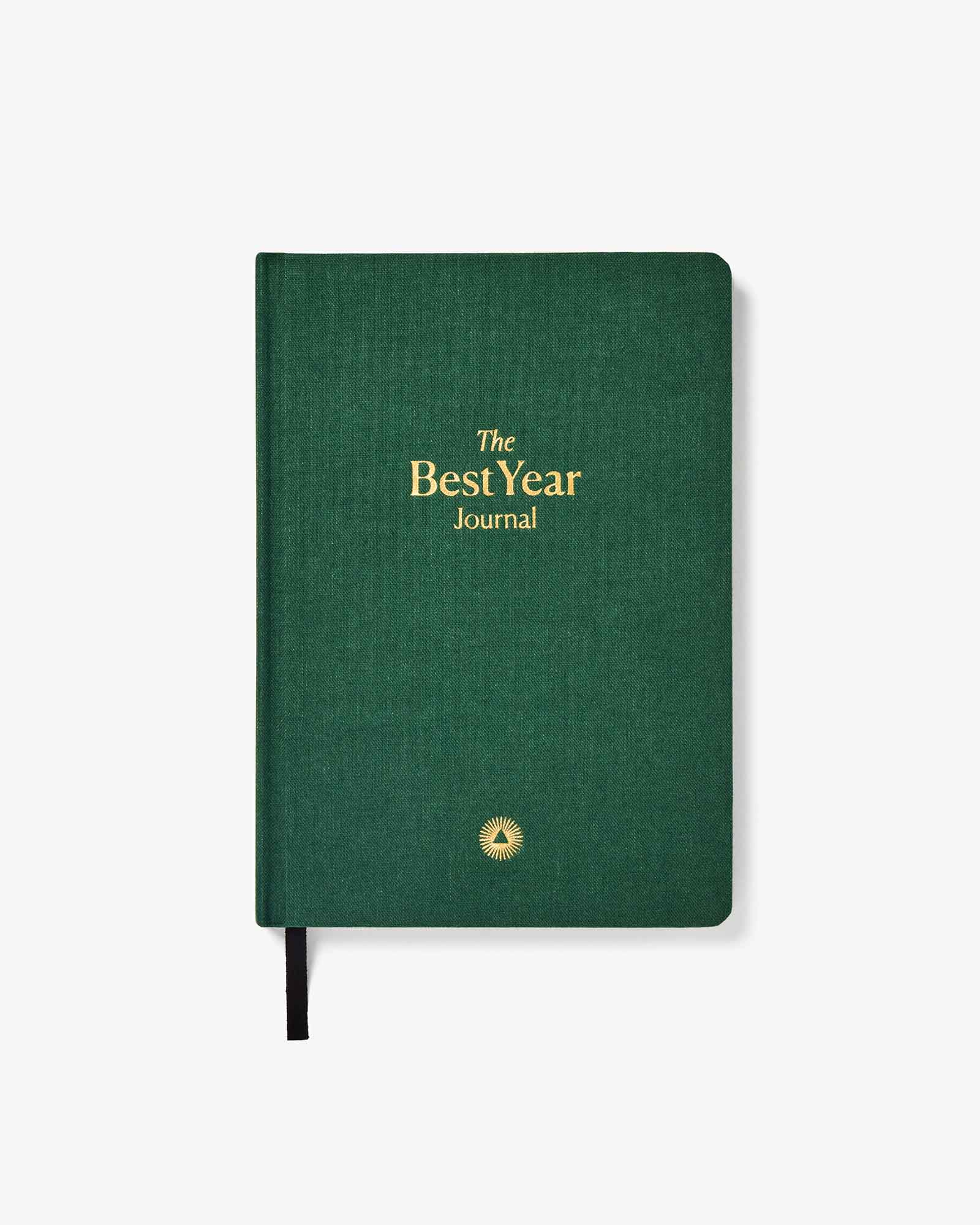 Green journal with 'The Best Year Journal' text on a white background