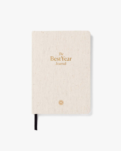 Beige journal with 'The Best Year Journal' text on a white background
