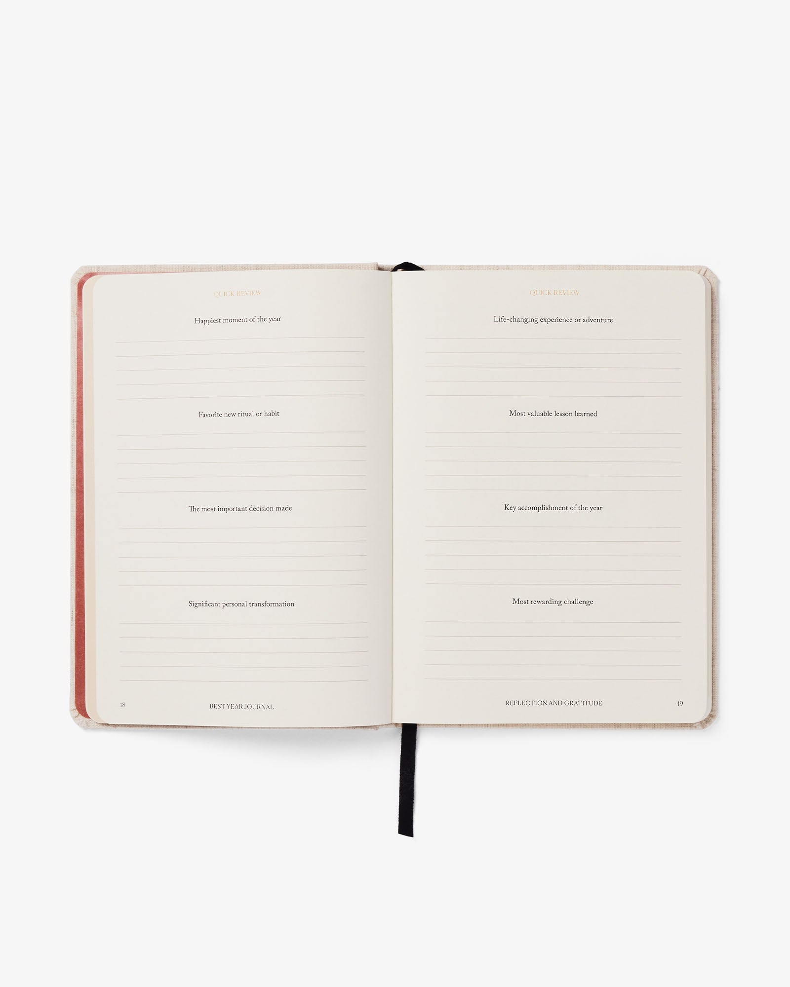 Open notebook with text on white background