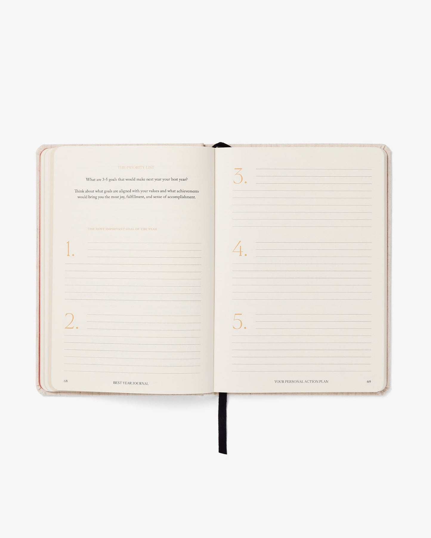 Open notebook with lined pages on a white background