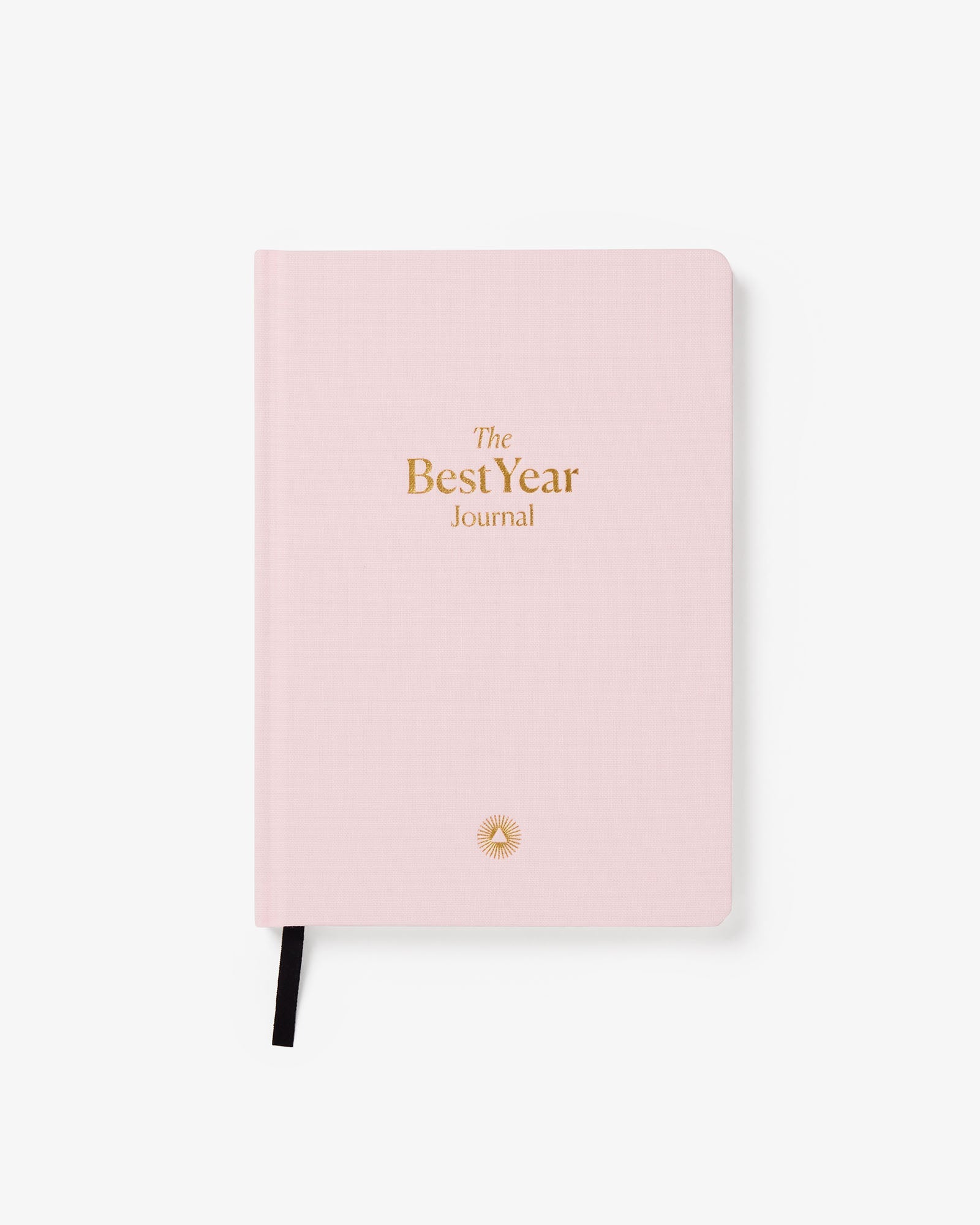 Pink journal titled 'The Best Year Journal' on a white background