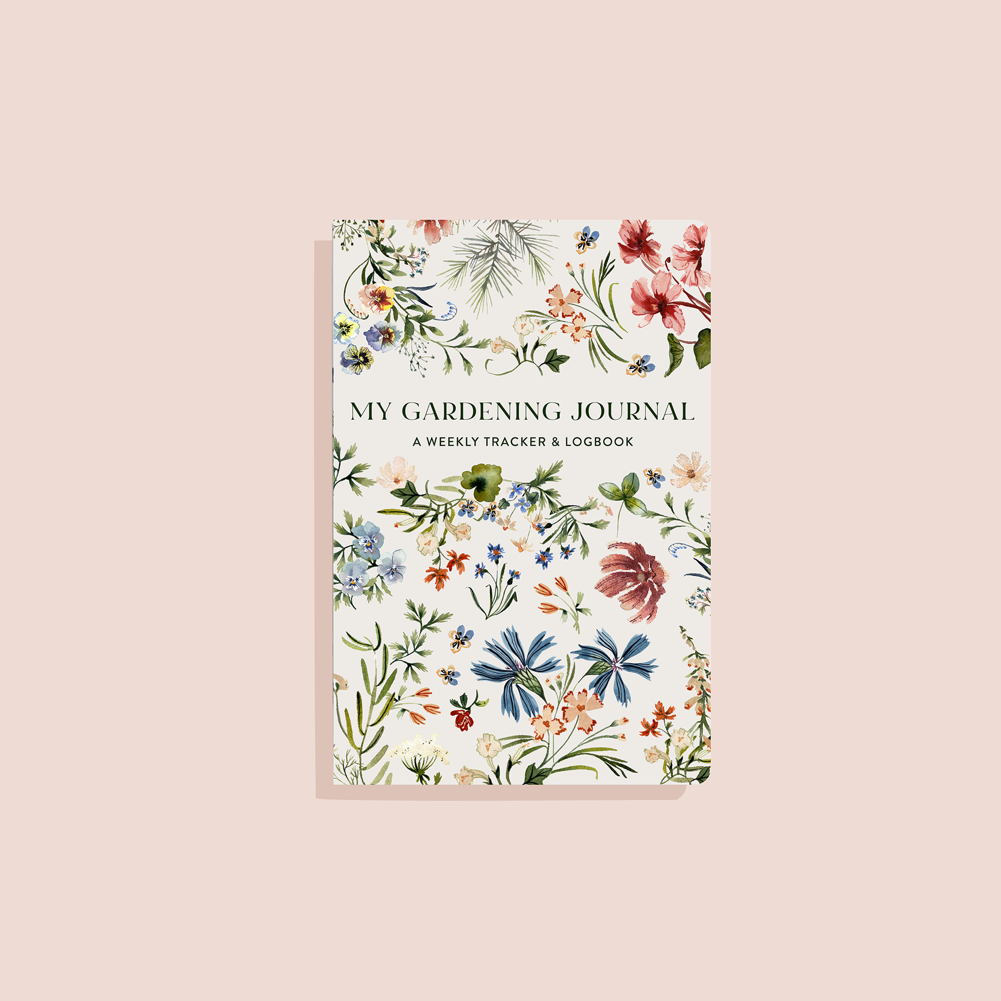 Gardening journal with floral design on a beige background