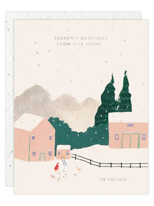 Snow Chickens - Seeded Holiday Card - Ash & Rose Greeting & Note Cards