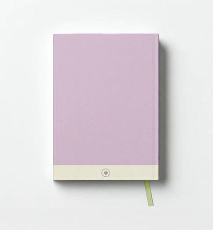 Purple notebook with a beige bottom section on a white background