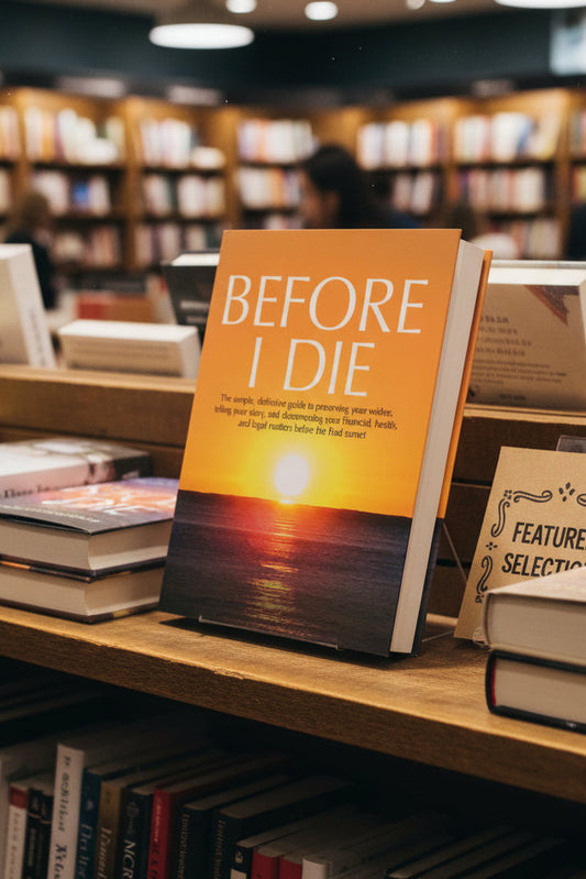 Book cover of 'Before I Die' with a sunset over water