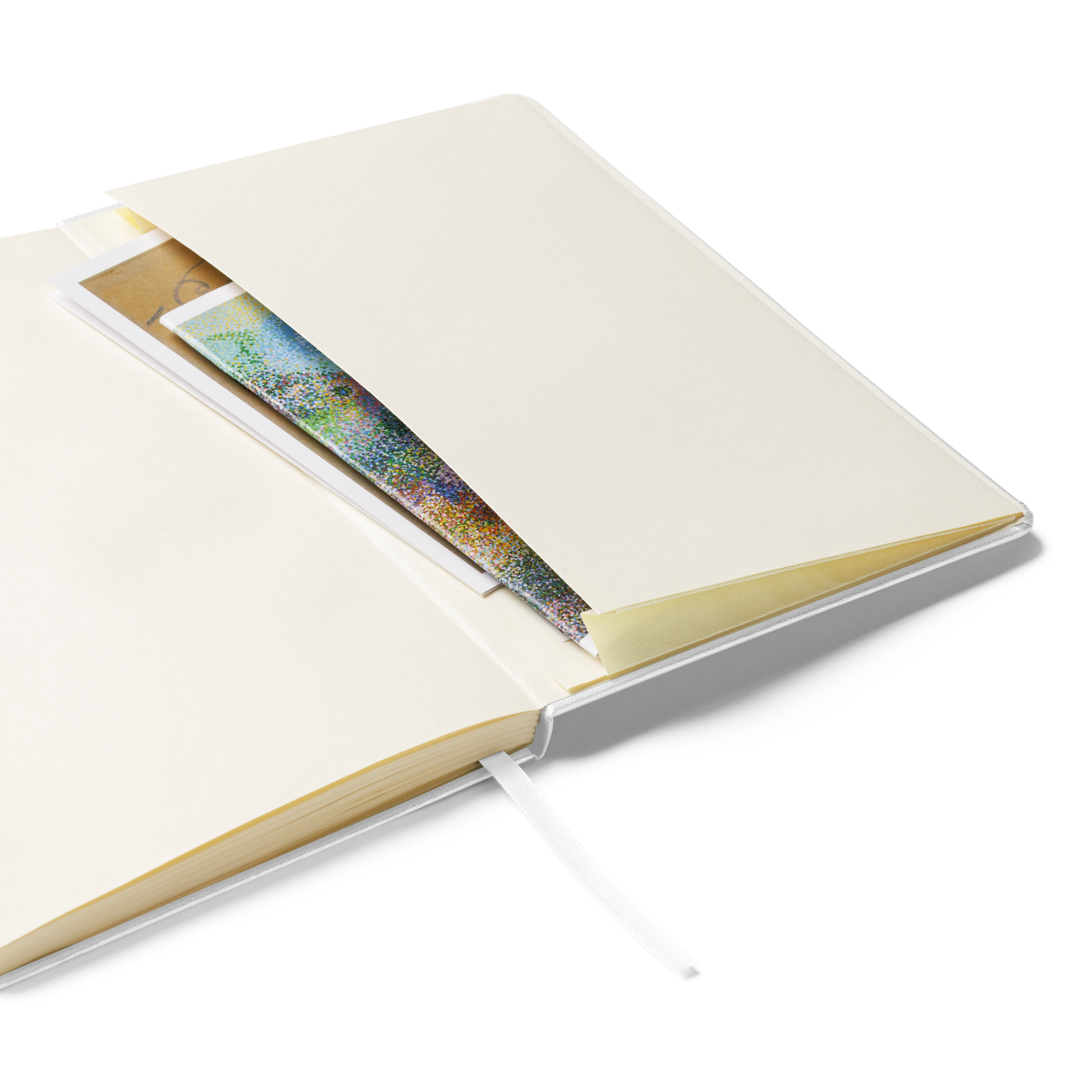 Notebook with a pen on a white background